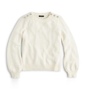 J. Crew White Sweater with Button Detail